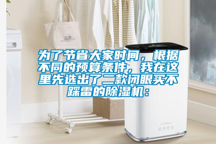 為了節(jié)省大家時(shí)間，根據(jù)不同的預(yù)算條件，我在這里先選出了二款閉眼買不踩雷的除濕機(jī)：